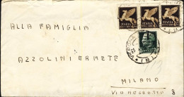 1944-RSI Lettera Con Testo Menzionante Un Bombandamento Affrancata Tre PA. 50c.+ - Poststempel