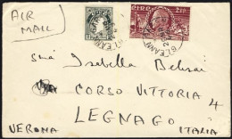 1949-Irlanda Lettera Via Aerea Diretta A Legnago Affrancata Con Due Valori Comme - Storia Postale