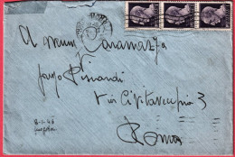 1946-lettera Affrancata Striscia L.1 Emissione Di Novara - Marcofilie