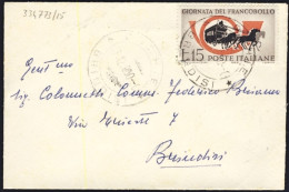 1960-biglietto Da Visita Affrancato L.15 Giornata Del Francobollo Diretto A Mili - 1946-60: Poststempel