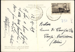 1949-cartolina Milano Viale Della Scienza Affrancata L.20 Fiera Di Milano, Viagg - 1946-60: Marcophilia