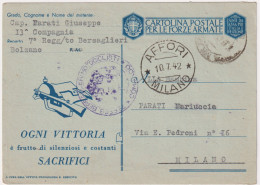 1942-Franchigia Posta Militare Bolzano 6.7.42 Besaglieri Motociclisti - War 1939-45