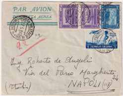 1936-Somalia Busta Affr.coppia 7,5c.+35c.Pittorica Dent.14 Annullo Posta Militar - Somalië