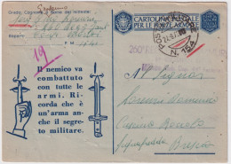 1943-Franchigia Posta Militare 154 Del 24.8.43 - Weltkrieg 1939-45