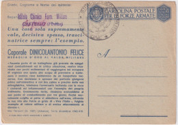 1943-Franchigia Medaglia D'oro Dicolantonio Posta Militare Non Viaggiata Timbro  - Weltkrieg 1939-45
