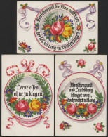 ALTE POSTKARTEN - VARIA Künstlerkarten, 3 Verschiedene Farbige Ansichtskarten, Hübsch Verziert (floral) Mit Sinnigen Spr - Other & Unclassified