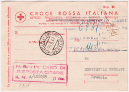 1947-cartolina Della C.R.I. Ufficio Prigionieri Ricerche E Servizi Connessi - Marcophilie