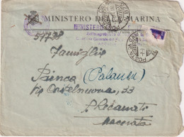 1944-lettera Ministero Della Marina Con 50c.RSI (strappato) Posta Da Campo N.873 - Marcophilie