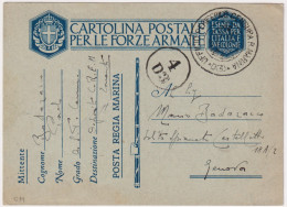 1941-CP Franchigia Bollo Ufficio Periferico Marina E Timbro Censore - Marcophilie