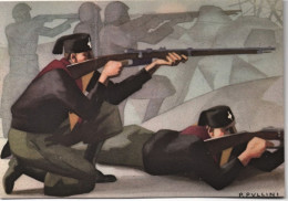 1940circa-Cartolina Postale Premilitare, Militari Che Imbracciano Fucili, Illust - Patriottiche