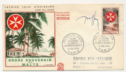 FRANCE - Env. FDC - 12F Ordre De Malte - PARIS- 12/5/1956 - Signature Autographe Raoul Serres (Dessinateur Et Graveur) - 1950-1959