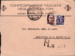 1944-raccomandata Confederazione Fascista Agricoltori Verona Affrancata L.2 Impe - Poststempel