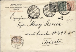 1923-lettera Spalato Soc. Cemento Portland Trieste Sottoaffrancata E Tassata Con - Marcophilia