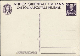 1937-Africa Orientale Italiana Intero Postale 15c.viola Nuova - Marcophilie