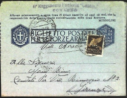 1943-Biglietto In Franchigia Affr. PA 50c. Sop.PM Bollo Posta Miltare 206 Del 12 - Marcophilia