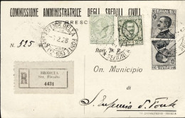 1928-cart.ospedaliera Raccomandata Affrancata Con 5c.+25c.+ Due 30c. Di Tre Emis - Marcofilie