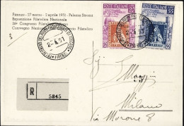 1951-serie 2v.Centenario Dei Primi Francobolli Di Toscana Su Cartrolina Ufficial - 1946-60: Poststempel