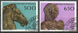 Italien 1988, MiNr. 2052 - 2053; Bronzestatuen Von Pergola, Gestempelt; Alb. 05 - 1981-90: Afgestempeld
