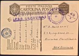 1942-Cartolina In Franchigia Per Prigionieri Di Guerra 23.8. Da PG Neozelandese  - Guerre 1939-45