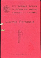 1942-Libretto Personale Tessera Ente Nazionale Fascista Per I Venditori Ambulant - Tessere Associative