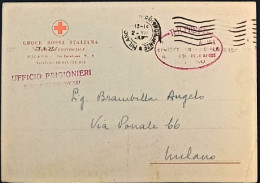 1943-Cartolina Croce Rossa Milano 2.12 Per Ricerche Su Prigioniero PM 82 In Grec - Croce Rossa