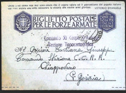 1942-Biglietto In Franchigia Viaggiato Da PM 46 Del 20.10 Lineare Comando XI Cor - Marcophilie