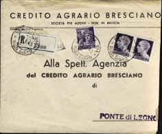 1945-RSI Raccomandata Del Credito Agrario Bresciano Diretta A Ponte Di Legno Aff - Storia Postale