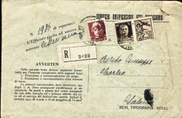 1942-raccomandata Atti Giudiziari Affrancata 30c.propaganda Di Guerra + L.2 Impe - Poststempel