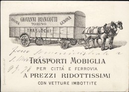 1898-Trasporti Mobiglia Con Vetture Imbottite Giovanni Biancotti Roma Torino Gen - Advertising