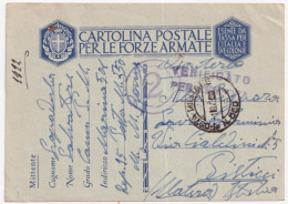 1943-cartolina Postale In Franchigia Con Posta Militare N. 550 Del 1.9 - War 1939-45