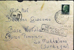 1941-R.Nave Montecuccoli Su Busta Del 21. 11 - Marcophilia