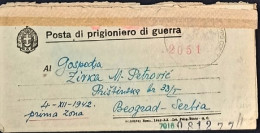 1942-Biglietto In Franchigia Prigionieri Di Guerra In Italia Da PG Serbo Presso  - Marcophilia