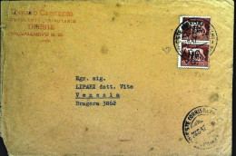 1947-Italia AMG VG Busta Affrancata Con Coppia L.5 Con Sovrastampa Spostata A Si - Storia Postale