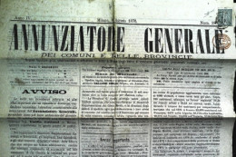 1876-1c.su Giornale Annunziatore Generale Con Bollo C2 Rosso Periodici Franchi/C - Marcophilie