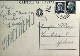 1943-Intero Postale Da Piacenza 9.10. Da Legionario In Transito Da Piacenza Vers - Marcophilie