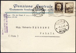 1943-cartolina Con Intestazione Pensione Centrale Firenze Affrancata Propaganda  - Marcophilie