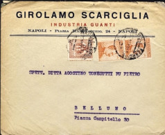 1923-industria Guanti Girolamo Scarciglia Napoli Busta Con Intestazione Commerci - Marcofilie