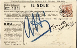 1924-Il Sole Giornale Periodico Di Milano Cartolina Con Intestazione Commerciale - Marcophilie