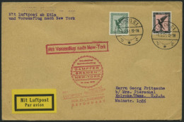 KATAPULTPOST 40c BRIEF, 10.5.1931, Bremen - New York, Nachbringe- Und Schleuderflug, Prachtbrief - Storia Postale