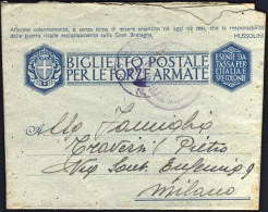 1943-annullo Inchiostro Violaceo Posta Militare N.186 Del 2.9 Su Biglietto Posta - Weltkrieg 1939-45