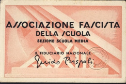1934-Tessera Associazione Fascista Della Scuola Sezione Scuola Media Di Roma - Mitgliedskarten