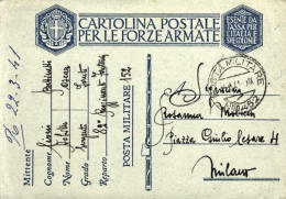 1941-poesia In Dialetto Milanese Su Cartolina Postale Per Le Forze Armate In Fra - Marcofilie