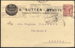 1914-cartolina Postale Pubblicitaria Ditta A.Sutter Genova Fabbrica Prodotti Chi - Publicité