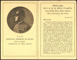1918-cartolina Doppia Proclama Di Sua Altezza Reale Il Duca D'Aosta Alle Truppe  - Personnages Historiques