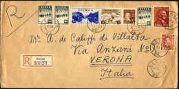 1956-Norvegia Raccomandata Viaggiata Diretta In Italia Con Bella Affrancatura Mu - Andere & Zonder Classificatie