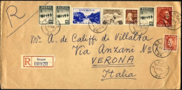 1956-Norvegia Raccomandata Viaggiata Diretta In Italia Con Bella Affrancatura Mu - Autres & Non Classés