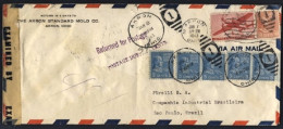 1943-U.S.A. Busta Diretta In Brasile In Data 7 Gennaio E Ritornata Al Mittente P - Marcofilie