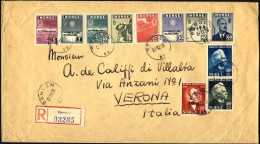 1956-Norvegia Raccomandata Viaggiata Diretta In Italia Con Bella Affrancatura Mu - Other & Unclassified