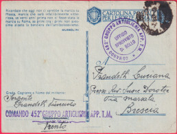 1942-CF Bollo Circolare E Lineare 452^ Gruppo Artiglieri APP. T.M. - Poststempel