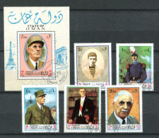 Thème Général De Gaulle - Oman 5 Valeurs + BF Oblitérés - DG 124 - De Gaulle (Generaal)